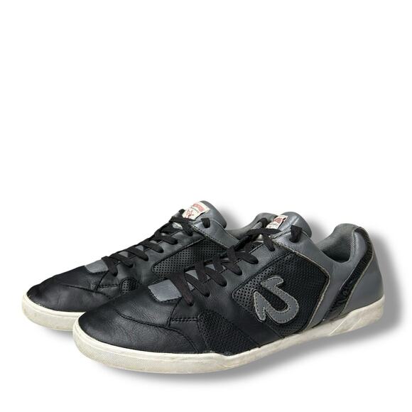True Religion Sneakers Men's Size 13 US Black Leather Lace Up Low Top Y2K Retro - Picture 1 of 16